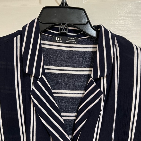 Zara Stripped Blue Blouse - Picture 2 of 5